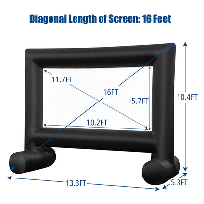 16FT Inflatable Projector Screen Outdoor Home Theater W/ Blower