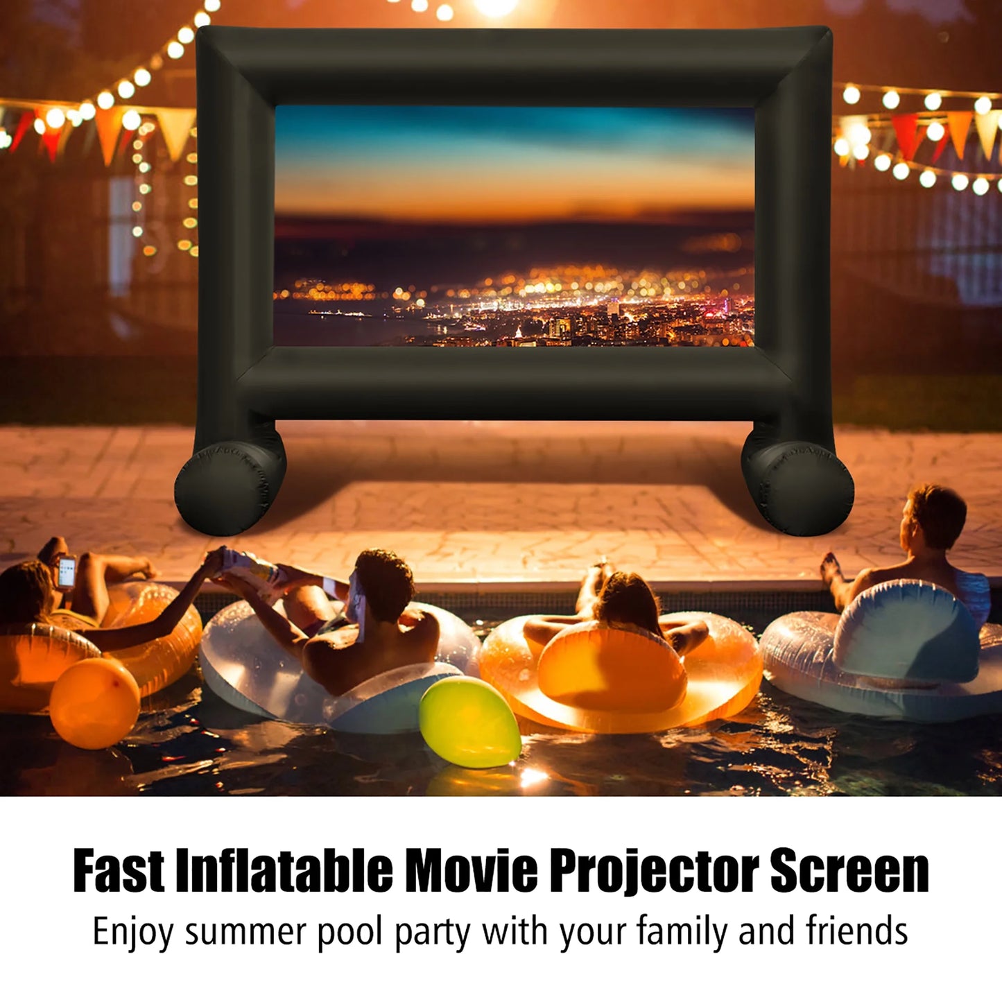 16FT Inflatable Projector Screen Outdoor Home Theater W/ Blower