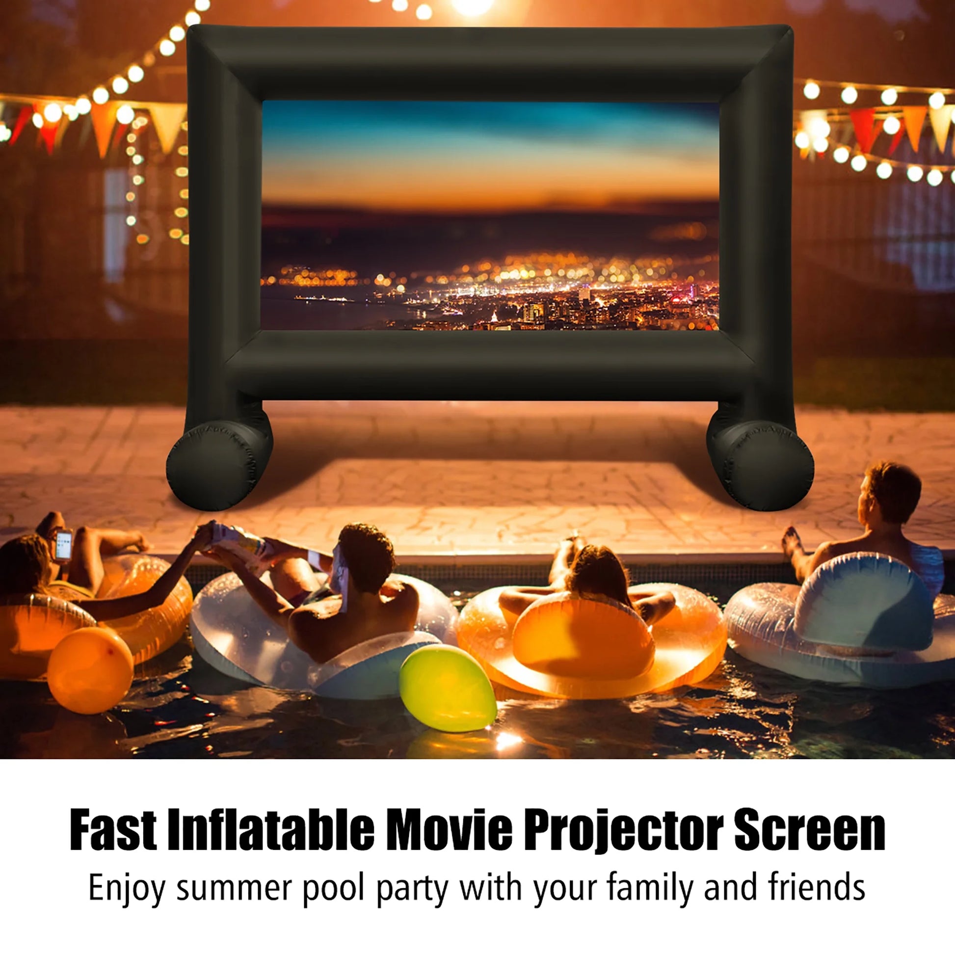 16FT Inflatable Projector Screen Outdoor Home Theater W/ Blower