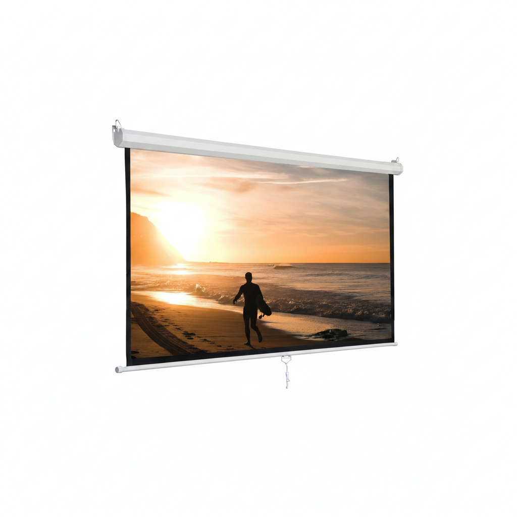 120'' Projector Screen, Retractable Projection Screen Manual Pull down HD Screen
